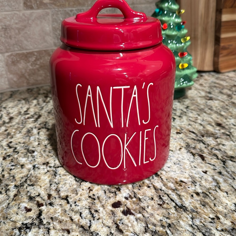 Rae Dunn red Christmas canister